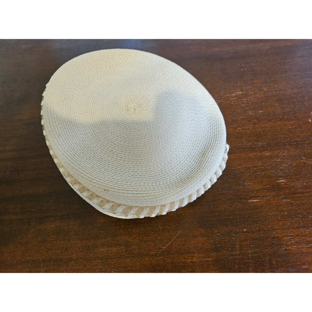 Vintage Pillbox Hat Women OS Cream Vintage Woven Braided Trim Church Formal - Picture 3 of 6